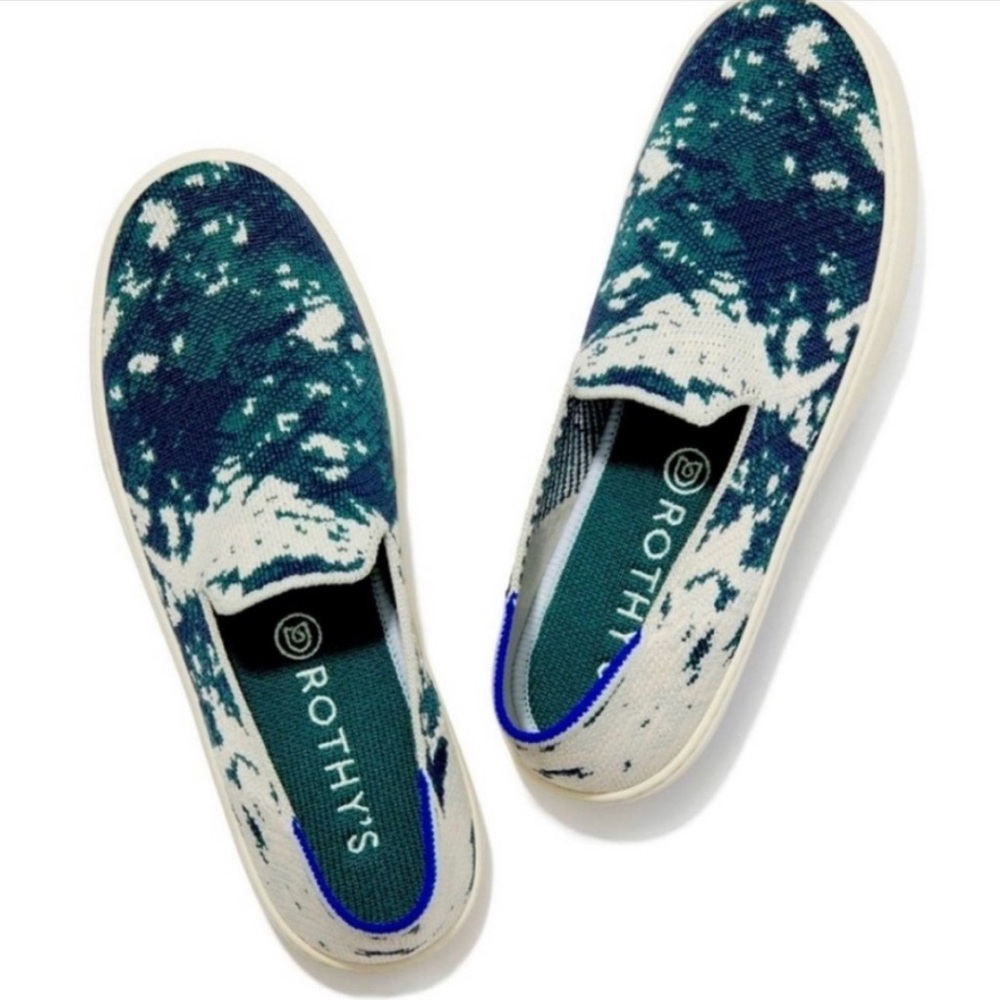 Rothy's Sea Green + Navy Sneakers